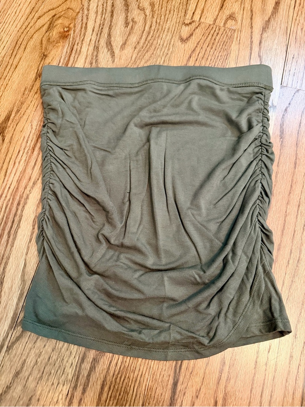 Moda International Olive Green Ruched Mini Skirt